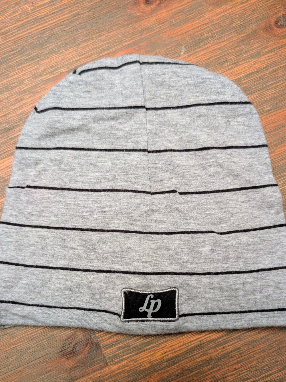Grey and Black Striped Kids Beanie